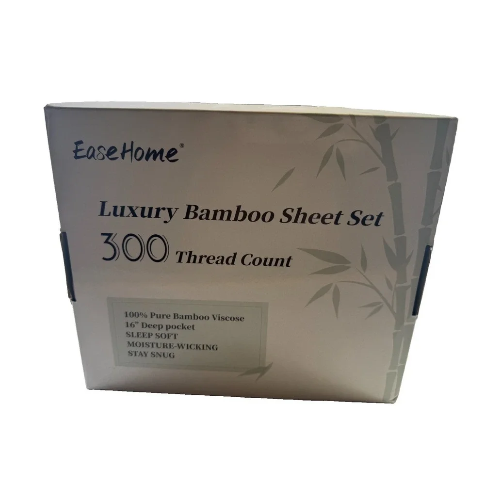 EaseHome Queen Luxury Bamboo Sheet Set 300TC Dusty Rose Cooling Deep Pocket